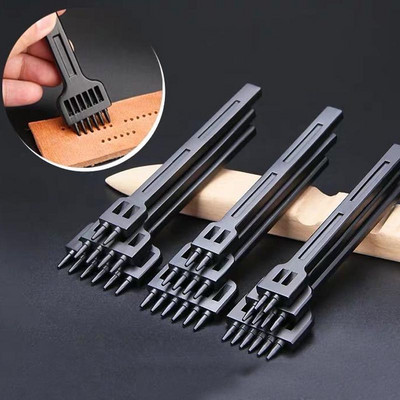 1Pcs Leather Punch Tool Alloy Steel Hole Chisel Graving Stitching Punch Tools DIY Leather Craft Tool 4/5/6mm Spacing Punch Tool
