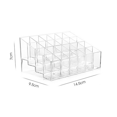 24/6 Grid lūpu krāsas kastīte akrila aplauzuma organizatora uzglabāšanas kaste lūpu krāsas nagu lakas displeja statīva turētājs Kosmētikas organizatora kastīte#058