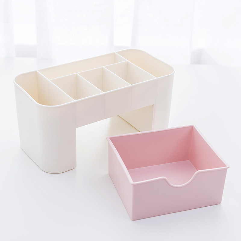 Διπλό στρώμα πλαστικό μακιγιάζ Organizers Storage Box Καλλυντικά Συρτάρια Jewelry Display Box Case Desktop Container Boxes Organizer