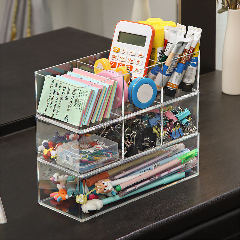 Akrila uzglabāšanas aplauzuma organizators kosmētikas līdzekļiem juvelierizstrādājumu lūpu krāsas organizētājs slāņveida darbvirsmas akrila kosmētikas uzglabāšanas kaste