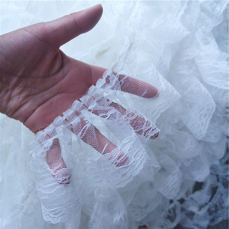 6cm Φαρδιά μονή στρώση πτυχωτό ύφασμα δαντέλας από τούλι DIY Κούκλα Pettiskirt Ρούχα για κατοικίδια Φούστα Κουρτίνα υφασμάτινη διακόσμηση σπιτιού