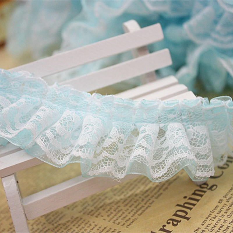 1M jaunākā kroku mežģīņu auduma lente 4cm zila violeta mežģīņu apdare DIY rozā zaļa mežģīņu materiāls Guipure amatniecības piederumi šūšana KQ40