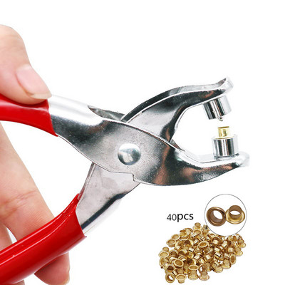 Grommet Eyelet Plier Set Eyelet Hole Punch Pnches Kit with 40pcs Metal Eyelets Grommet Tool Kit για δερμάτινη ζώνη ρούχων