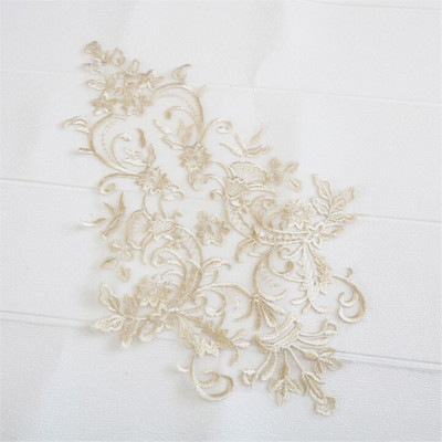 1buc 44X 26CM rochie de mireasă din raion auriu fildeș Piesă din spate din dantelă cu sferă rochie de mireasă cu dantelă din dantelă accesoriu DIY BD0301