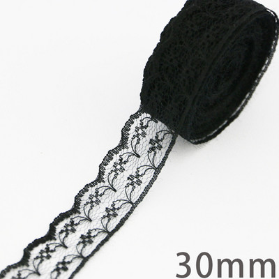 (10 jardi/rullī) Melns mežģīņu audums Siksna Dekorācija Jauks dāvanu iepakojuma materiāls