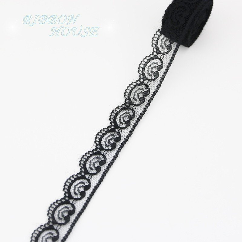 (10 jardi/rullī) Melns mežģīņu audums Siksna Dekorācija Jauks dāvanu iepakojuma materiāls