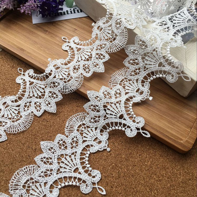 1Yard Embroidery Lace Fabric 8.5cm White Lace Ribbon Curtain Guipure Craft Lace Trim DIY Sewing Trimmings For Dress Decor X105