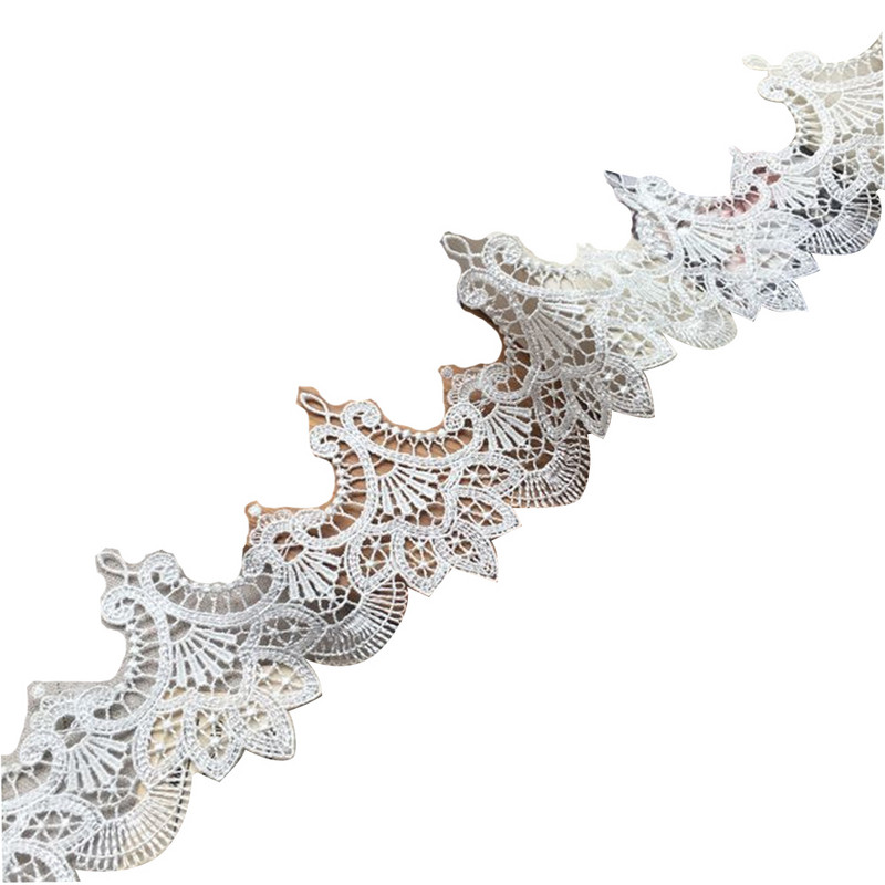 1 Αυλή Κέντημα Δαντέλα Ύφασμα 8,5 εκ. Λευκή κορδέλα δαντέλα Κουρτίνα Guipure Craft Lace Trim DIY Διακοσμητικά ραπτικής για Διακόσμηση Φορέματος X105