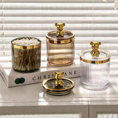 Cute Bear vates spilventiņu turētājs vates tamponu stieņu uzglabāšanas kaste Kosmētika Rotaslietas Vannas istaba Qtip Aplauzuma konteiners Lūpu krāsas organizatora kaste