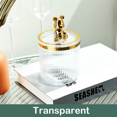 Cute Bear vates spilventiņu turētājs vates tamponu stieņu uzglabāšanas kaste Kosmētika Rotaslietas Vannas istaba Qtip Aplauzuma konteiners Lūpu krāsas organizatora kaste