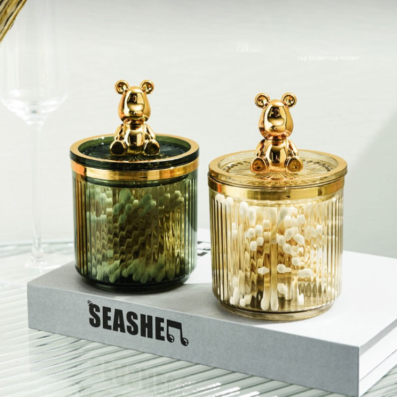 Cute Bear vates spilventiņu turētājs vates tamponu stieņu uzglabāšanas kaste Kosmētika Rotaslietas Vannas istaba Qtip Aplauzuma konteiners Lūpu krāsas organizatora kaste