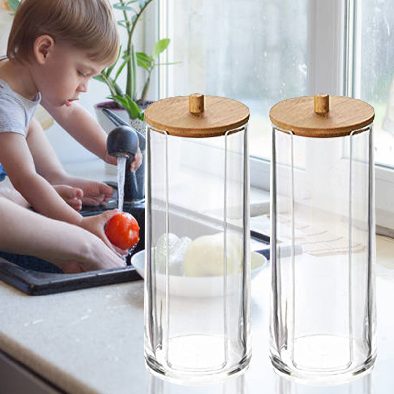 Vatipulga hoiukarbi meigikorraldajad Qtip konteineri kosmeetika väikeste vahetustega ehete säilituskarp bambusest kaanega purgi kodune hoiustamine