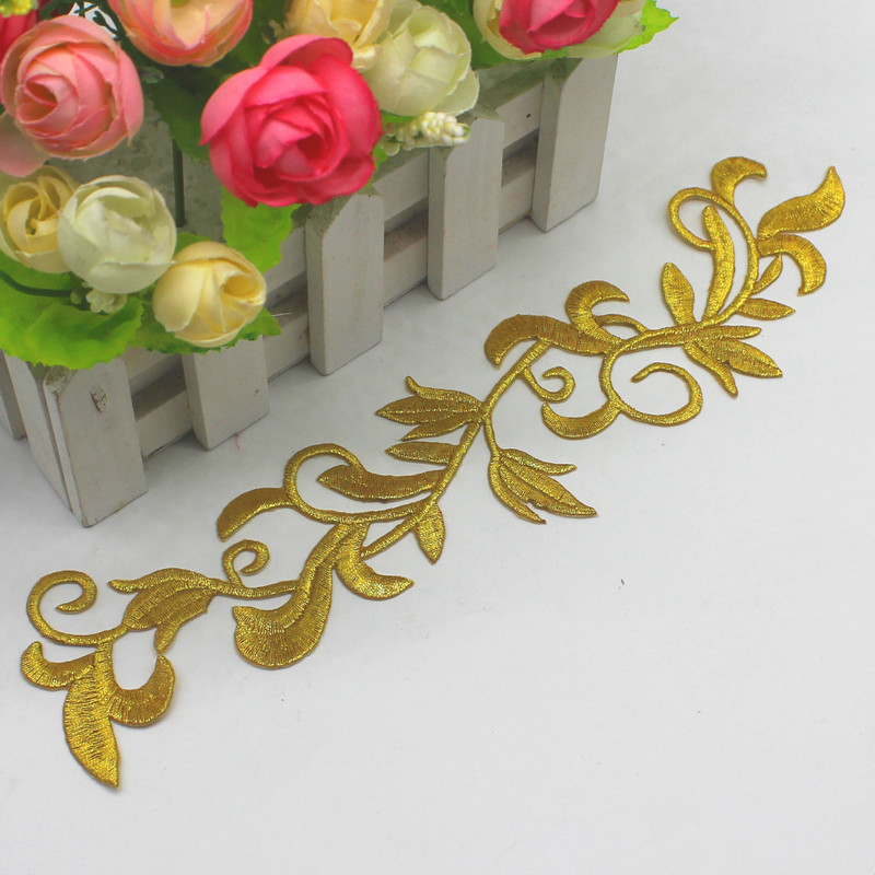 Kuldtikandid ja triigitud aplikatsioonid Cosplay kostüümide jaoks, isetehtud rõivad, pitsliistud lavariiete jaoks 24*6 cm