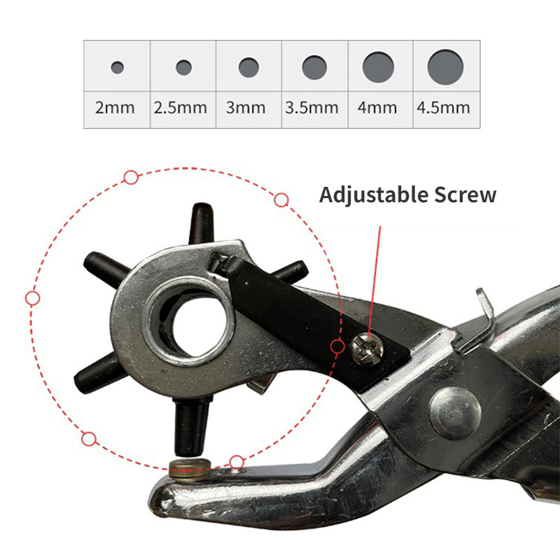 Περιστρεφόμενη λεπτή δερμάτινη πένσα 2-4,5 χιλιοστών Ζώνες διάτρησης με τρύπες ράψιμο Διάτρητη ζώνη ρολογιού Eyelet Pierce Leathercraft Tools