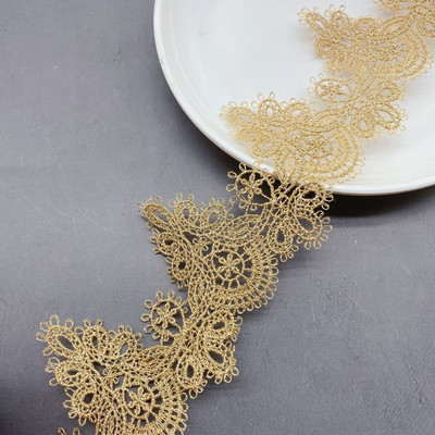 5CM Wide Exquisite Golden Cotton Polyester Embroidery Fringe Ribbon Lace Fabric Collar Trim Dress Curtains Hat DIY Sewing Decor