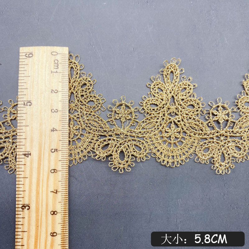 5 cm pločio išskirtinis auksinis medvilninis poliesteris, siuvinėjimas, juostelė, nėriniai, audinys, apykaklė, apdaila, suknelė, užuolaidos, kepurė „pasidaryk pats“ siuvimas