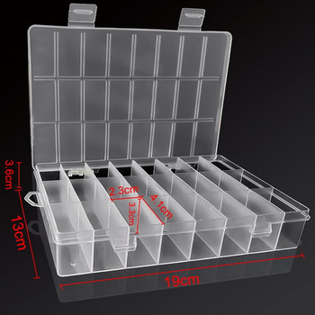 Практично отделение с 24 решетки Пластмасова кутия за съхранение Обеци за бижута Мъниста Винт Държач Калъф Дисплей Органайзер Контейнер