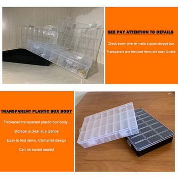 Практично отделение с 24 решетки Пластмасова кутия за съхранение Обеци за бижута Мъниста Винт Държач Калъф Дисплей Органайзер Контейнер