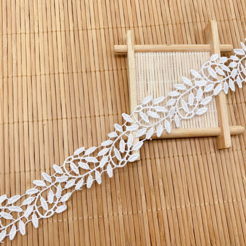 1 Yards Υψηλής Ποιότητας Guipure Δαντέλα Κέντημα Βαμβακερή Δαντέλα Ύφασμα Τούλι Φύλλα Λουλούδι Δαντέλες Υφάσματα Ράψιμο Απλικέ Γάμου Δαντέλα QZ41