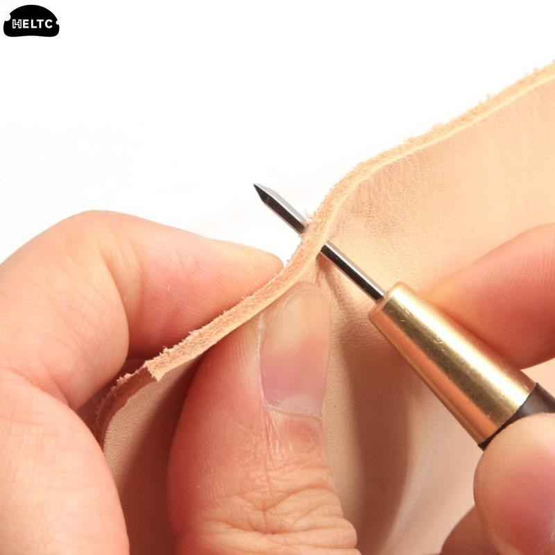 Υψηλό 1 τμχ Δερμάτινο σουβλί ραφής σε σχήμα διαμαντιού Εργαλείο χειροτεχνίας μαύρου ξύλου και ορείχαλκου έβενο