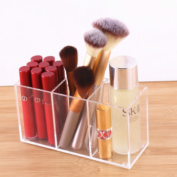 Επιτραπέζιο μολύβι Organizer Brush Organizer Acrylic Θήκη καλλυντικών πινέλων με 4 θέσεις Θήκη μακιγιάζ Clear Make Up Brush Storage Rack