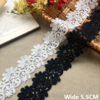 5,5 cm széles új fehér fekete pamut hímzés rojt szalag gallér mandzsetta díszítő ruha ruha függönyök barkácsolás varrás kiegészítők