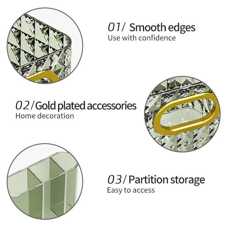 Vannas istabas glabāšanas kaste Taisnstūrveida galddatora kosmētikas uzglabāšanas groza rokturis, saliekams grims organizators, lūpu krāsu konteiners