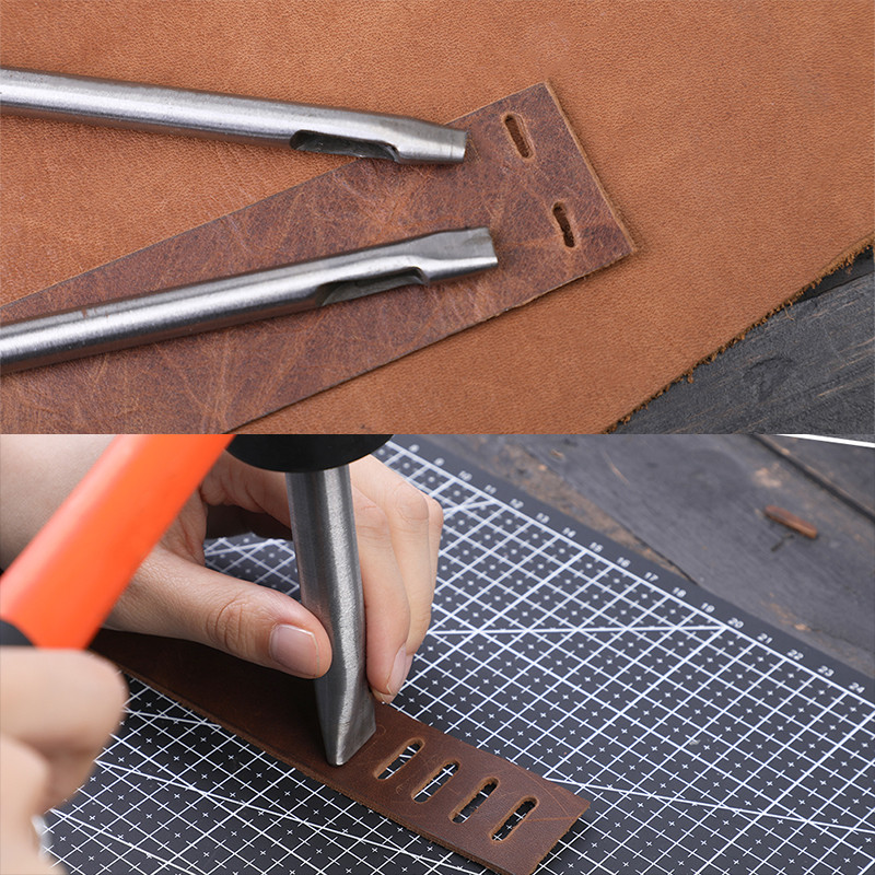 Ādas apaļas formas caurumu komplekts jostas pulksteņa aplīmēšanas blīve doba ādas sašūšanas siksna jostas kvadrātveida caurums, DIY instrumenti