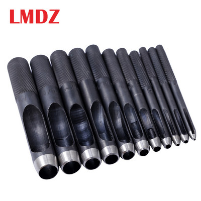 LMDZ 1Pcs 11 размер Кръгъл въглеродна стоманена кожена опашка с куха дупка 1mm-10mm за кожен колан Инструменти за уплътнение за перфоратори