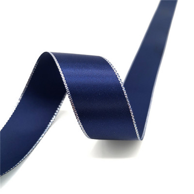 5 jardų 6 mm–38 mm satino juostelė Aukštos kokybės sidabro spalvos metalo krašto poliesterio juostelė gėlių dovanų pakavimui, vestuvių dekoravimui „pasidaryk pats“