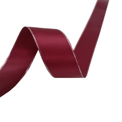 5 jardų 6 mm–38 mm satino juostelė Aukštos kokybės sidabro spalvos metalo krašto poliesterio juostelė gėlių dovanų pakavimui, vestuvių dekoravimui „pasidaryk pats“