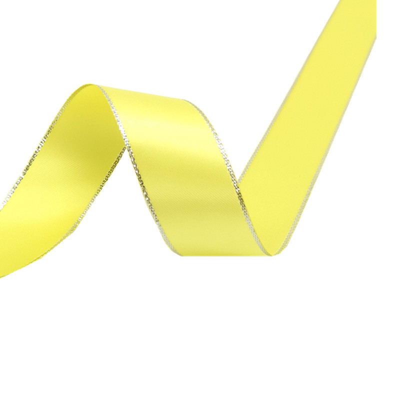 5 jardų 6 mm–38 mm satino juostelė Aukštos kokybės sidabro spalvos metalo krašto poliesterio juostelė gėlių dovanų pakavimui, vestuvių dekoravimui „pasidaryk pats“