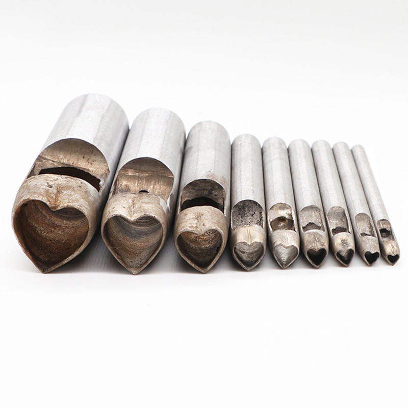 Augstas kvalitātes sirds formas ādas griezēja naža veidnes DIY rīki Vienas formas govs ādas caurumu griezēja rokas perforators