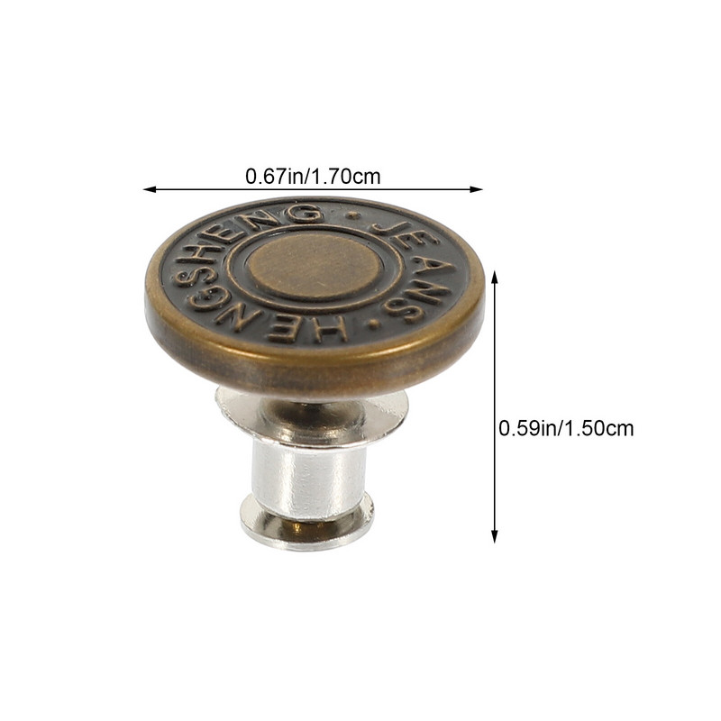 12 vnt. Reguliuojamos metalinės sagos džinsinio audinio nuimamas pakaitinis neslystantis kelnių lydinys be siuvimo tvirtinimo elementų metalinis