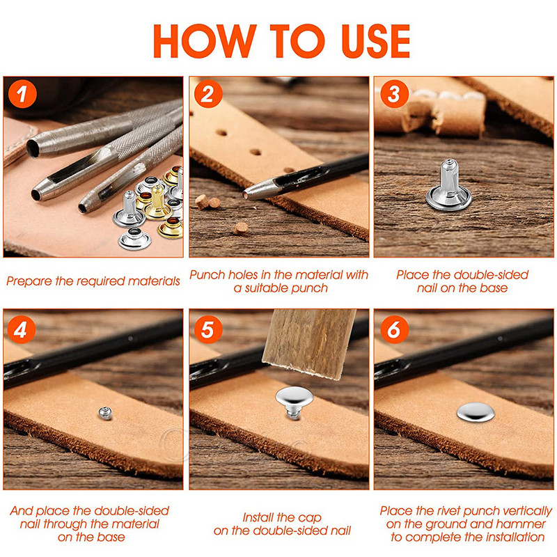 100 Komplekti 10 mm Ādas kniede, dubultā vāciņš, kniedes, tapas, smailes, metāls, DIY, rokassomu josta, apģērba apavi, mājdzīvnieku apkakles, dekors, rokdarbu piederumi.