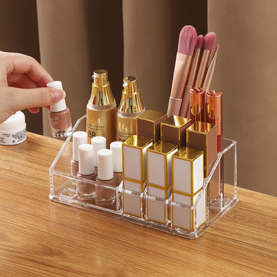 Acrylic Makeup Organizer Lipstick Nail Polish Storage Box Jewerly Organizer Makeup Brush Holder Bathroom Cosmetic Storage Box