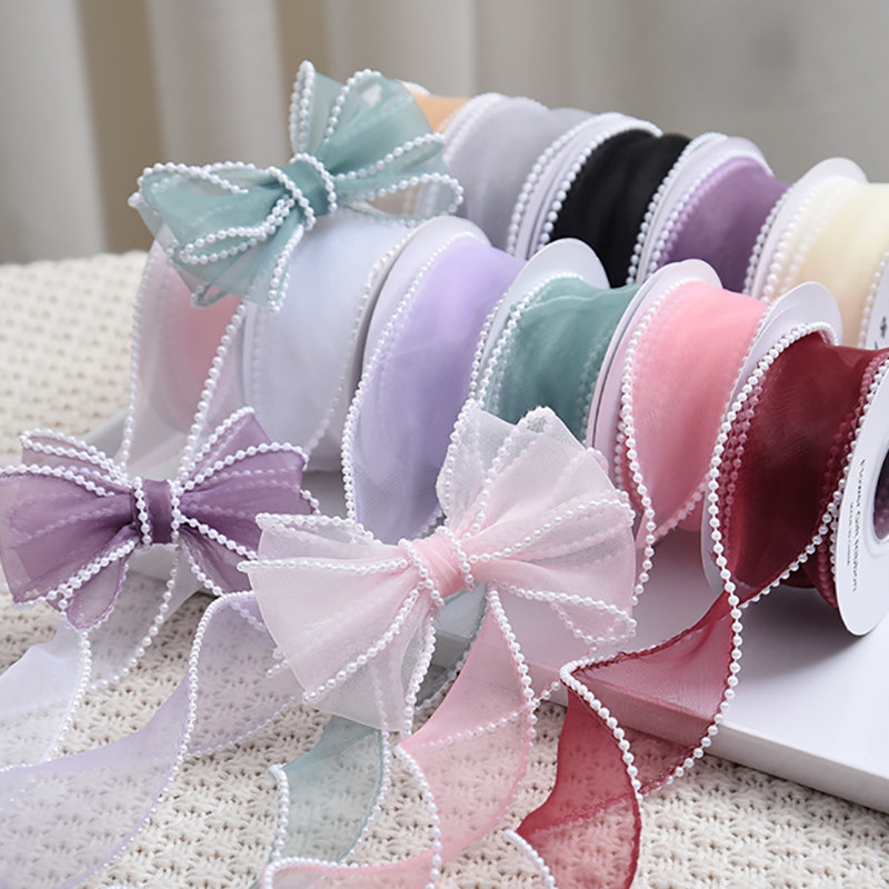 40mm Szélesség Gyöngyszegély Selyem Organza Szalag Csipke Anyag Szalag Hajdísz Varró Szövet Ruha Dekor Kézzel Készített Kellékek