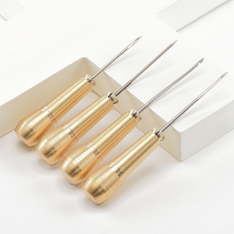 Αντικαταστάσιμη χάλκινη λαβή Awls DIY Δερμάτινη Σκηνή Ράψιμο Σουβίλι Παπούτσια Επισκευής Εργαλείο ραφής χειροτεχνίας Awl Punch Hole Δερμάτινα εργαλεία