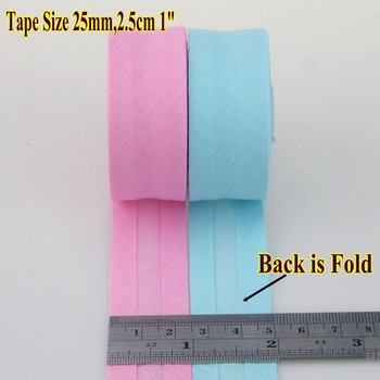 25 мм (1 инча) допълнителна ширина на задната страна, изгладена единично сгъната памучна наклонена лента/наклонена подвързия за занаятчийски аксесоари за шиене на дрехи Направи си сам