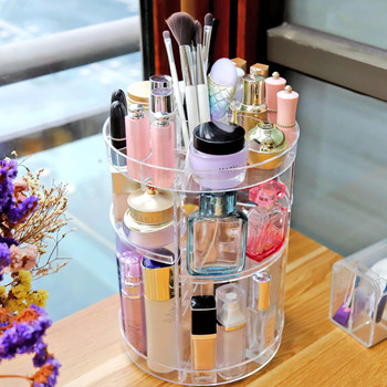 Περιστροφή 360 μοιρών Make Up Organizer Box Cosmetic Organizer Διαφανές αποσπώμενο ακρυλικό πολλαπλών λειτουργιών Fashion Spin