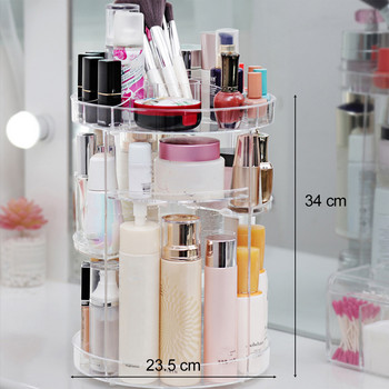 Περιστροφή 360 μοιρών Make Up Organizer Box Cosmetic Organizer Διαφανές αποσπώμενο ακρυλικό πολλαπλών λειτουργιών Fashion Spin