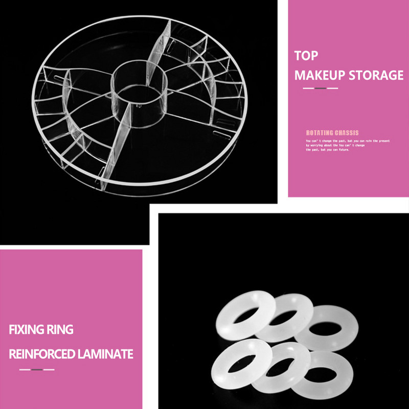 360 grādu rotācija grima organizatora kastīte Kosmētikas organizators Caurspīdīgs Fashion Spin daudzfunkcionāls noņemams akrils