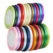 (25 jardi/rullī) 6 mm sudraba malu viena seja satīna lente vairumtirdzniecības dāvanu iesaiņošana Ziemassvētku dekorēšanas rokasgrāmata DIY lentes audums