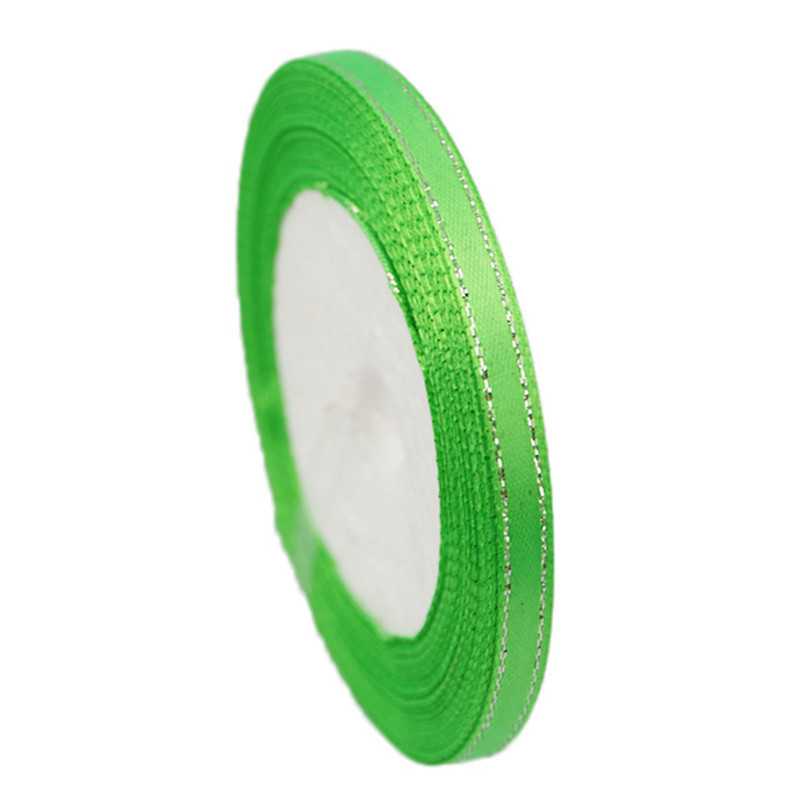 (25 jardi/rullī) 6 mm sudraba malu viena seja satīna lente vairumtirdzniecības dāvanu iesaiņošana Ziemassvētku dekorēšanas rokasgrāmata DIY lentes audums