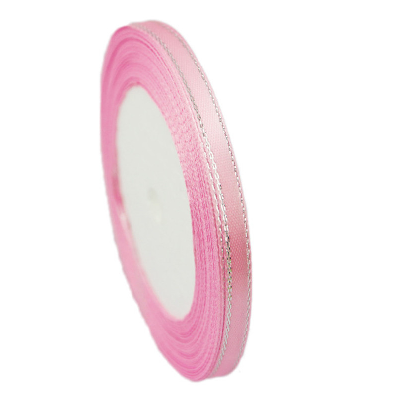 (25 jardi/rullī) 6 mm sudraba malu viena seja satīna lente vairumtirdzniecības dāvanu iesaiņošana Ziemassvētku dekorēšanas rokasgrāmata DIY lentes audums