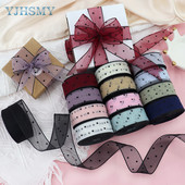 Átlátszó sifonszalag fekete bársonypontos organza szatén szalag átlátszó sifonszalag a Valentin-napi díszítéshez