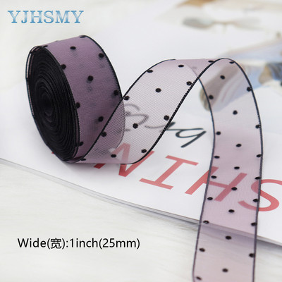 Átlátszó sifonszalag fekete bársonypontos organza szatén szalag átlátszó sifonszalag a Valentin-napi díszítéshez