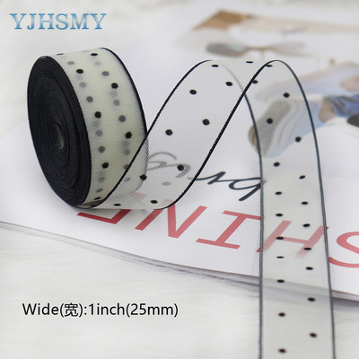 Átlátszó sifonszalag fekete bársonypontos organza szatén szalag átlátszó sifonszalag a Valentin-napi díszítéshez