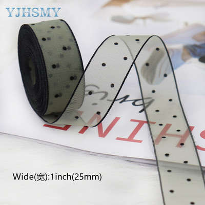 Átlátszó sifonszalag fekete bársonypontos organza szatén szalag átlátszó sifonszalag a Valentin-napi díszítéshez