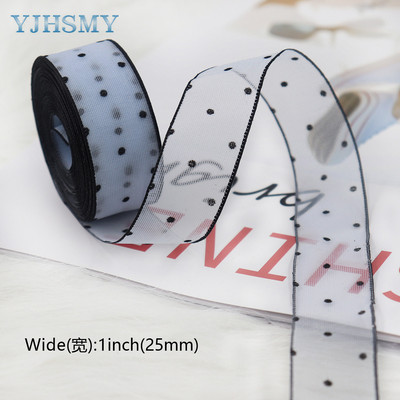 Átlátszó sifonszalag fekete bársonypontos organza szatén szalag átlátszó sifonszalag a Valentin-napi díszítéshez